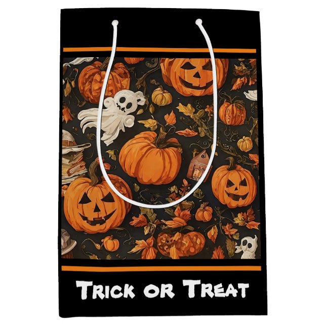 Sac Cadeau Moyen Bonne collection Vintage d'Halloween (Devant)