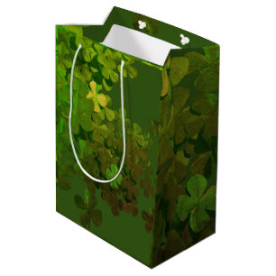 Sac Cadeau Moyen Bonne Saint-Patrick, shamrocks irlandais