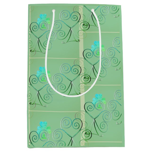 Sac Cadeau Moyen Bonne St Patrick's Day Shamrock Misty Green (Devant)