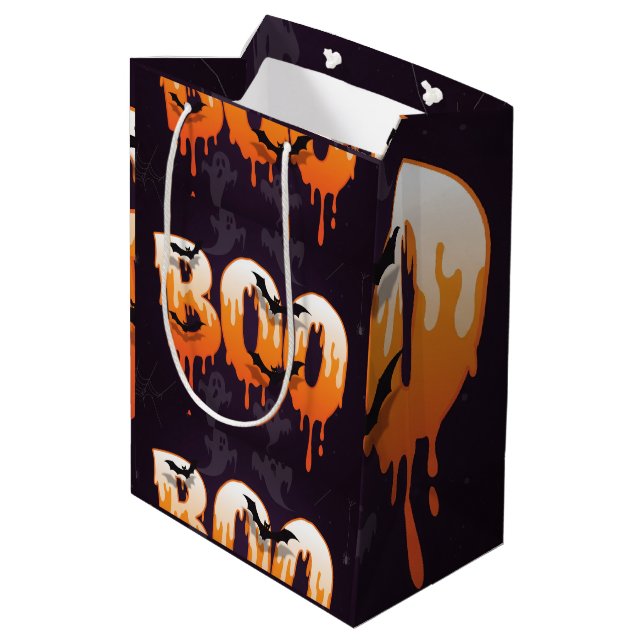 Sac Cadeau Moyen 🎃 BOO Laisser des lettres d'Halloween avec des fa (Dos Angle)
