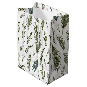 Sac Cadeau Moyen Botanique de forêt simple Aquarelle Noël
