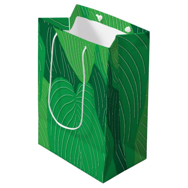 Sac Cadeau Moyen Botanique Feuille verte (Devant Angle)