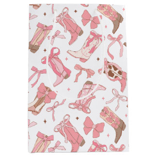 Sac Cadeau Moyen Bottes rodéo rose occidentale avec Fête des mariée
