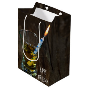 Sac Cadeau Moyen Bougie d'anniversaire en Whiskey