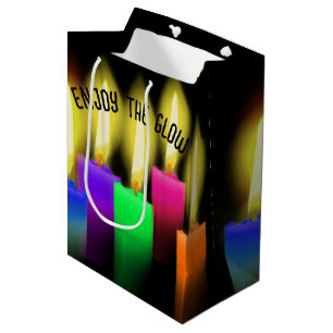 Sac Cadeau Moyen Bougies D'Anniversaire Sur Noir