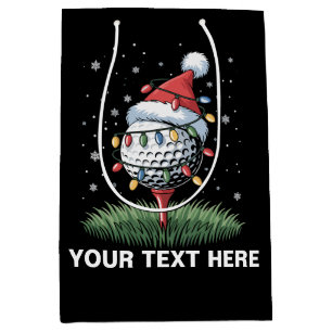 Sac Cadeau Moyen Boule de golf personnalisée Chapeau de Père Noël a