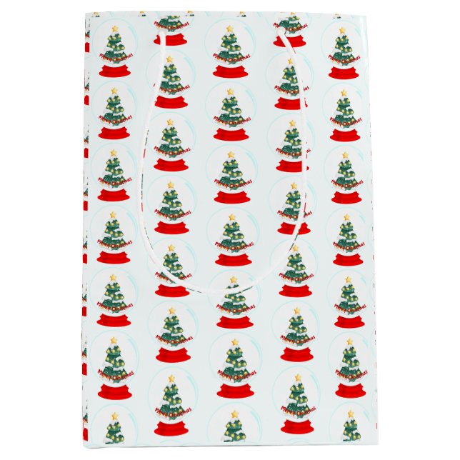 Sac Cadeau Moyen Boule de neige de Noël (Devant)