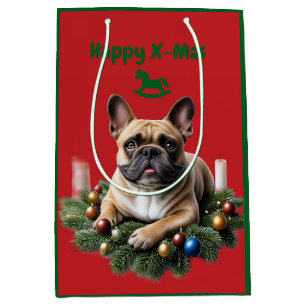 Sac Cadeau Moyen Bouledogue français French Bulldog Noël