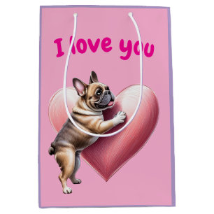 Sac Cadeau Moyen Bouledogue français Saint-Valentin French Bulldog