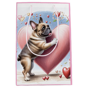 Sac Cadeau Moyen Bouledogue français Saut de coeur Bouledogue Franç