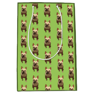 Sac Cadeau Moyen Bouledogue Français, Vert Citron