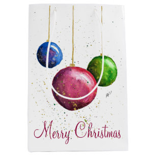 Sac Cadeau Moyen Boules de Noël fantaisistes et colorées