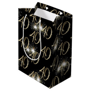 Sac Cadeau Moyen Boules d'or pour 40e anniversaire