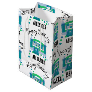 Sac Cadeau Moyen Bounce House Jumping Château Anniversaire Nom Enfa