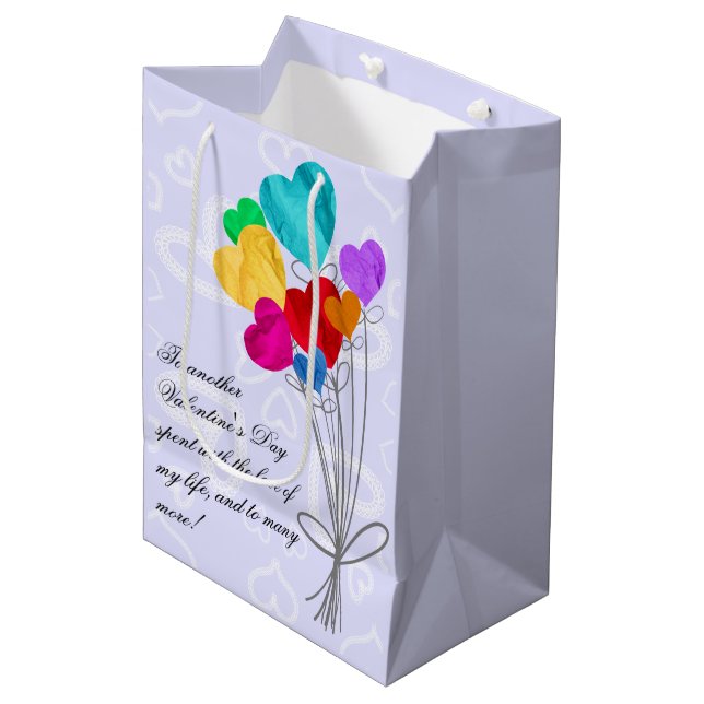 Sac Cadeau Moyen Bouquet de ballons en papier coeur (Devant Angle)