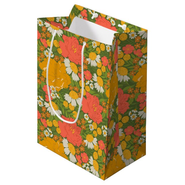 Sac Cadeau Moyen Bouquet de Fleurs (Devant Angle)