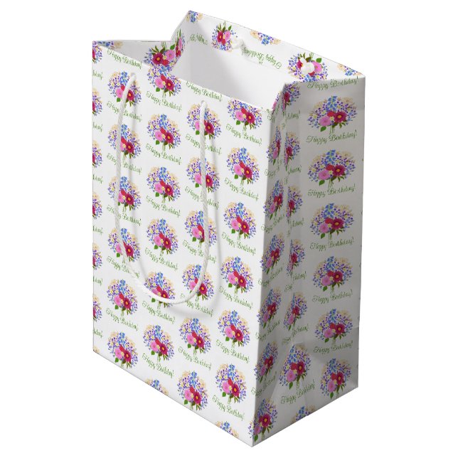 Sac Cadeau Moyen Bouquet de fleurs (Dos Angle)
