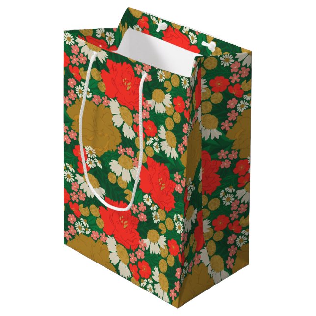 Sac Cadeau Moyen Bouquet de Fleurs (Devant Angle)