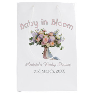 Sac Cadeau Moyen bouquet floral baby in bloom baby shower rétro ros
