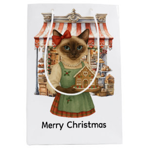 Sac Cadeau Moyen Boutique de boulangerie à thème de Noël pour chat