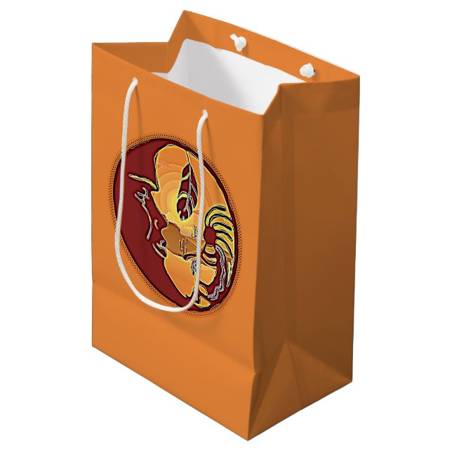 Sac Cadeau Moyen Bouton paysage - Plume de lune Kokopelli 1 (Devant Angle)