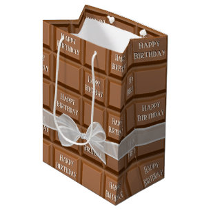 Sac Cadeau Moyen Bow d'anniversaire sur barre de bonbons au chocola
