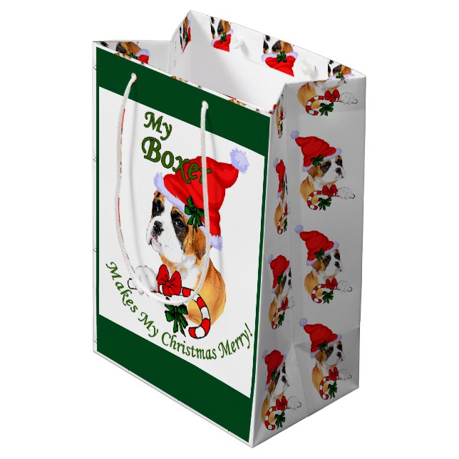 Sac Cadeau Moyen Boxer de Noël Joyeux (Dos Angle)