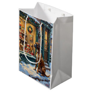 Sac Cadeau Moyen Boxer vintage devant la vitrine d'un magasin de jo