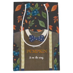 Sac Cadeau Moyen Boy baby shower autum chute bleu burlap bodysuit