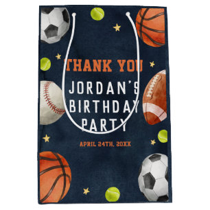 Sac Cadeau Moyen Boys Sports Thème Orange Marine Anniversaire