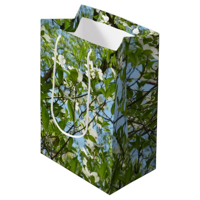 Sac Cadeau Moyen Branche of Dogwood Blossoms Spring Trees (Devant Angle)