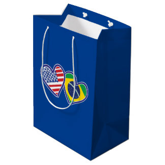 Sac Cadeau Moyen Brésil USA Love Hearts