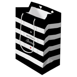 Sac Cadeau Moyen Bridesmaid noir blanc rayures