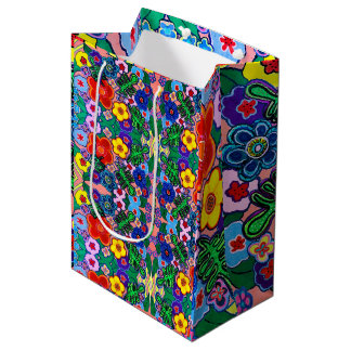 Sac Cadeau Moyen Bright Abstrait Flower Art