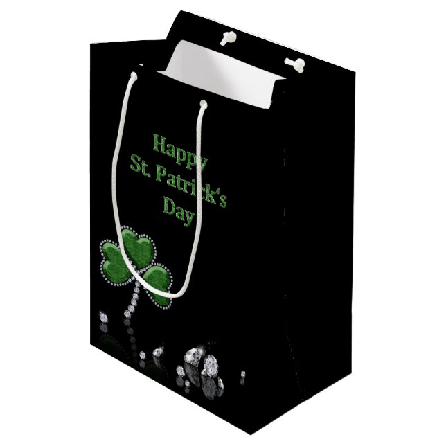 Sac Cadeau Moyen Brilliant Happy St. Patrick's Day Diamonds (Devant Angle)