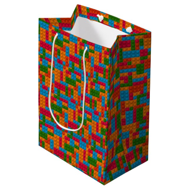Sac Cadeau Moyen Brique de construction colorée (Devant Angle)