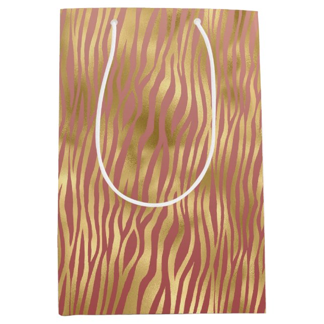 Sac Cadeau Moyen Broche d'or Red Zebra (Devant)