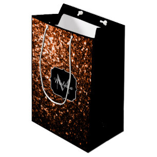 Sac Cadeau Moyen Bronze brun cuivre fausse parties scintillant scin
