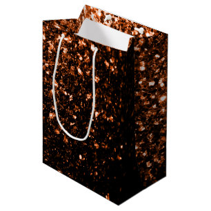 Sac Cadeau Moyen Bronze cuivre brun orange faux scintillements pail