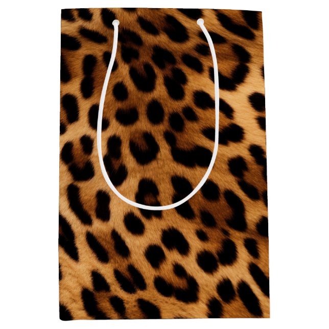 Sac Cadeau Moyen Brown Poster de animal Leopard (Devant)