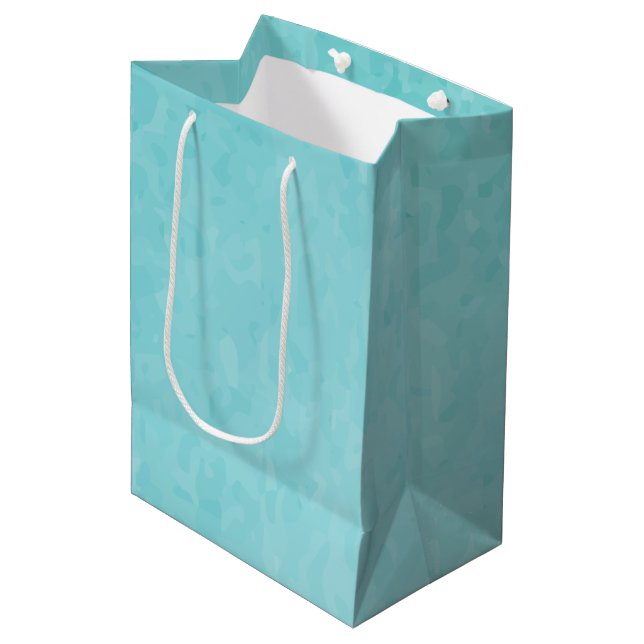 Sac Cadeau Moyen BUDGET Turquoise Aquarelle Plage Mariage Océan (Devant Angle)