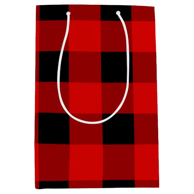 Sac Cadeau Moyen Buffalo rouge et noir Plaid en vichy (Devant)