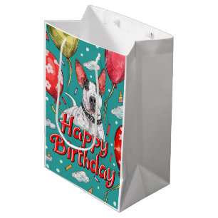 Sac Cadeau Moyen Bull Terrier avec ballons