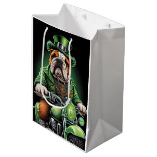 Sac Cadeau Moyen Bulldog Driving Bike St. Patrick's Day