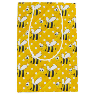 Sac Cadeau Moyen Bumblebebe sur les Pois jaunes et blancs