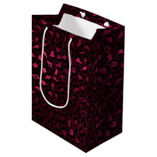 Sac Cadeau Moyen Burgundy et Gold Leopard Series Design 3