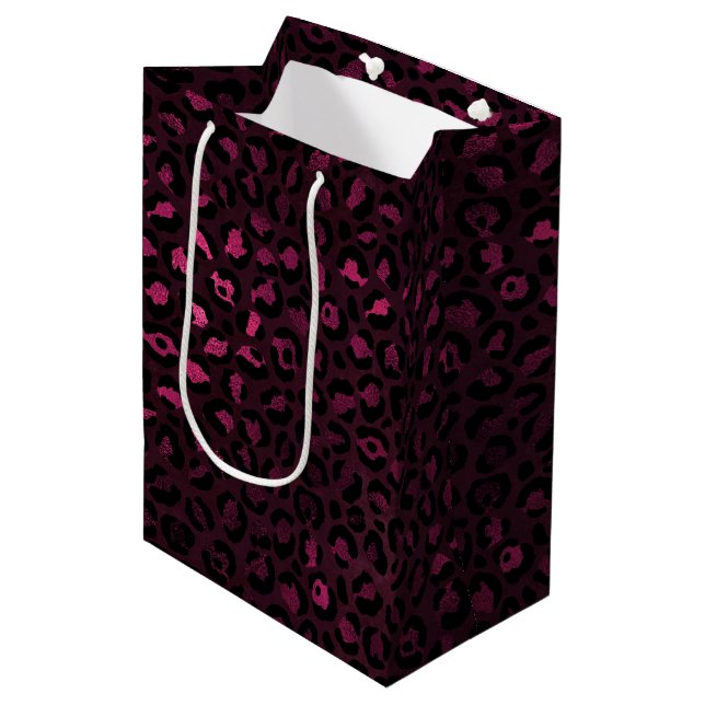 Sac Cadeau Moyen Burgundy et Gold Leopard Series Design 3 (Devant Angle)