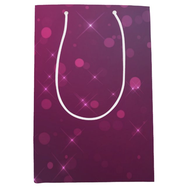 Sac Cadeau Moyen Burgundy Pink Bokeh Anniversaire (Devant)