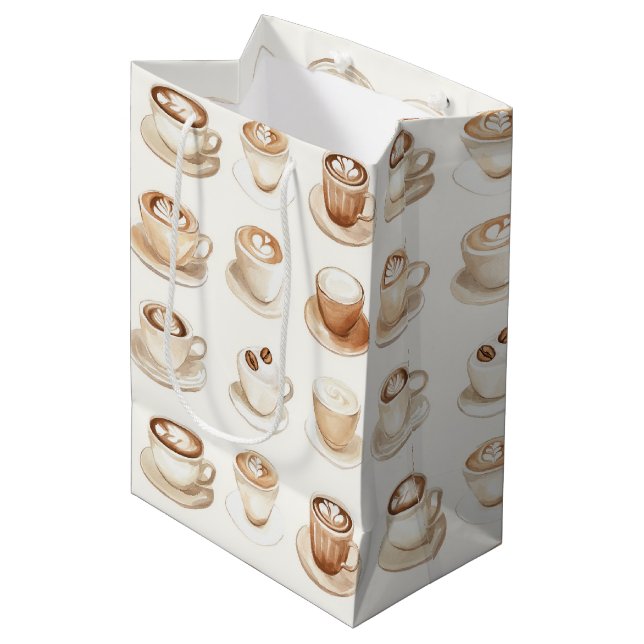 Sac Cadeau Moyen But First, Coffee Cups (Devant Angle)