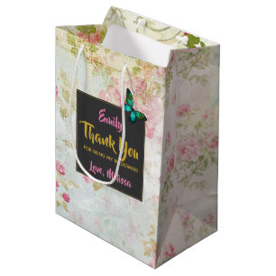 Sac Cadeau Moyen Button sur Collage Vintage Bridesmaid Merci